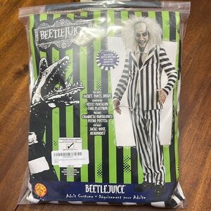 Black and White Striped Costume for Men